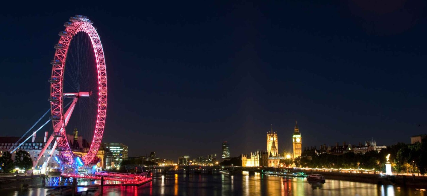 Thames Bonfire Night Cruise in London. View of the fireworks display from the boat.