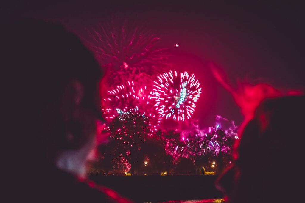 Thames Bonfire Night Cruise in London with fireworks over the River Thames